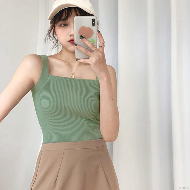 Áo Dệt Kim Nữ Cổ Vuông Màu Trơn Phong Cách Hàn Quốc | BigBuy360 - bigbuy360.vn