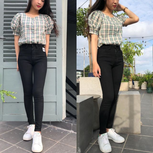 Quần Jeans Nữ Đen trơn và Rách Gối Body Nữ | BigBuy360 - bigbuy360.vn