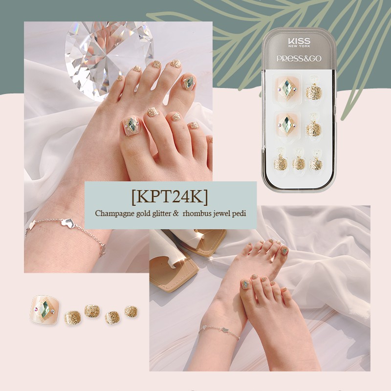 [KISS NEW YORK X MEJIWOO] Collaboration Box Set D Pedi &amp; Anklet Bộ Sản Phẩm Móng Chân - 4 Món