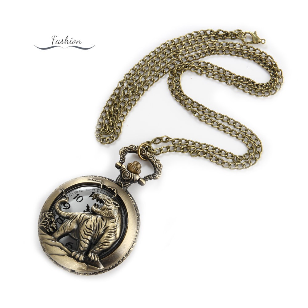 VN (Hàng Mới Về) Đồng Hồ Quả Quýt Bỏ Túi Khắc Hình Con Hổ Phong Cách Trung Hoa Cổ Điển