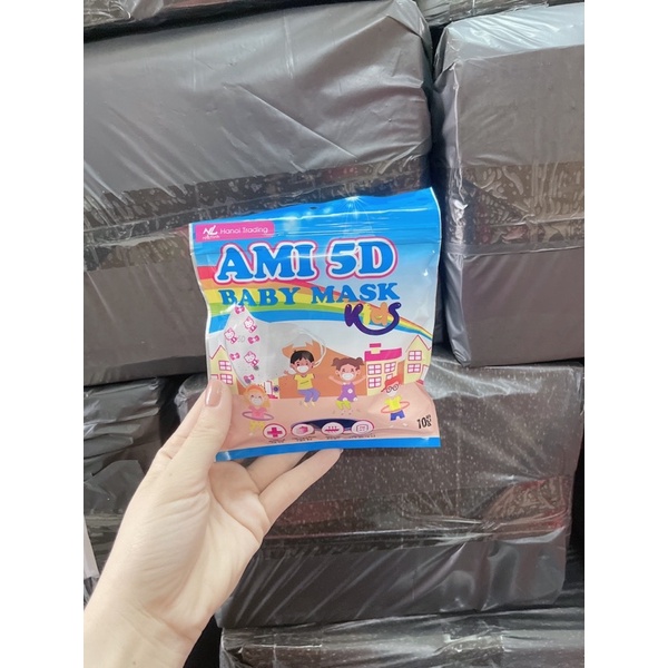 Sỉ 10 hộp khẩu trang 5D trẻ em Ami  cho bé từ 1-5 tuổi hàng chính hãng