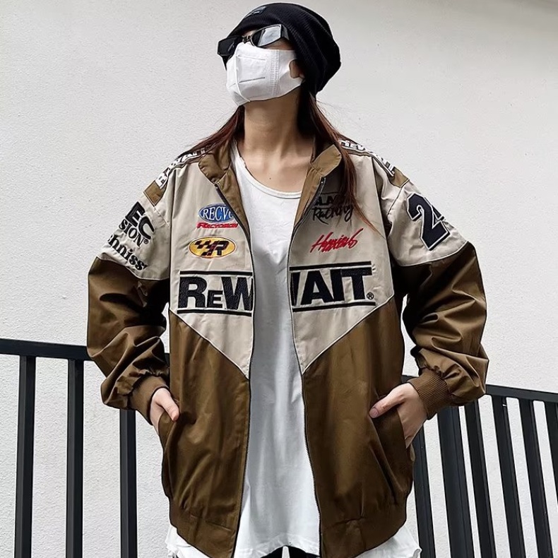 Áo khoác nam áo khoác bóng chày thêu chữ phong cách phong cách Hàn Quốc thời trang nam nữ áo khoác bóng chày áo khoác biker unisex vải đôi