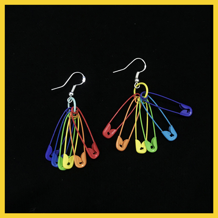 Khuyên tai ghim băng màu cầu vồng độc đáo thời trang phong cách Hàn Quốc 23561