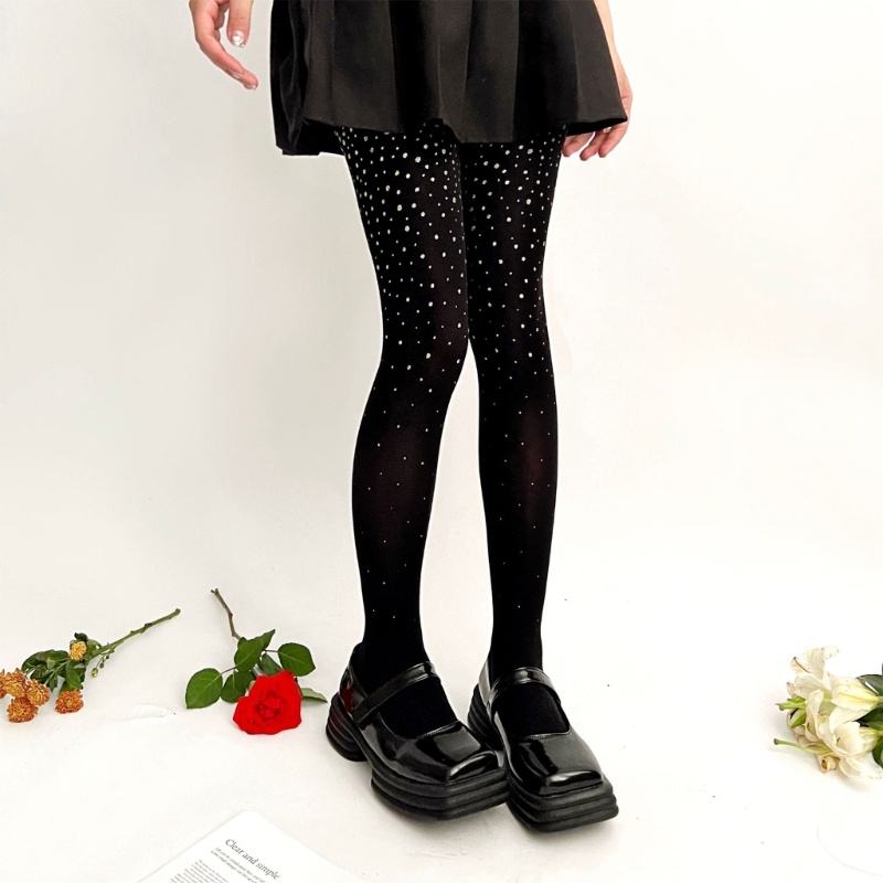 Youyo Quần Tất Legging Lưng Cao Ôm Dáng Họa Tiết Chấm Bi Lấp Lánh Cho Nữ