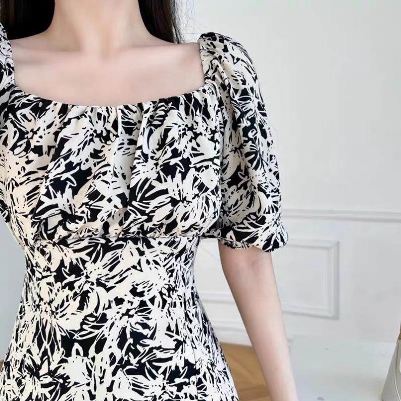 VÁY TRỄ VAI HỌA TIẾT HOA ĐÁ CHO NỮ