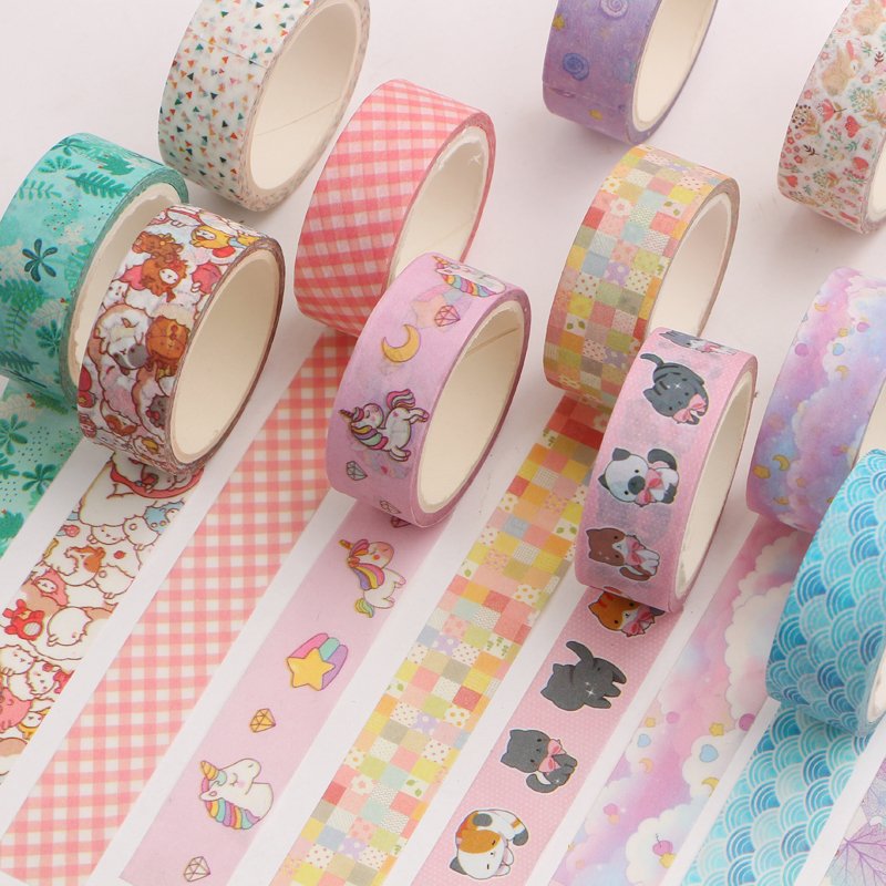 Cuộn băng dính washi 1.5cm x 5m dùng trang trí sổ tay diy