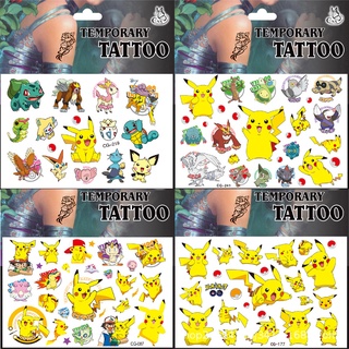 Miếng dán hình xăm hoạt tiết nhân vật hoạt hình Pokémon Pikachu không thấm nước vui nhộn