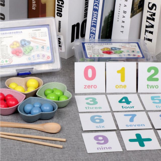 Đồ Chơi Gắp Bi Gỗ- Giáo Cụ Montessori Luyện Vận Động Tinh Cho Bé