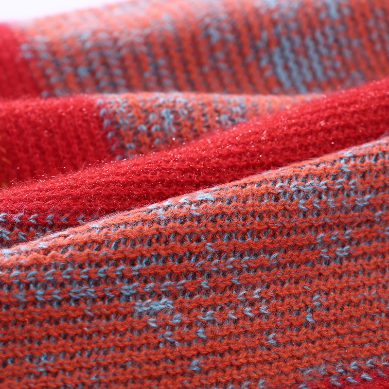 Áo choàng len Pashmina chui đầu cổ chữ V viền tua rua kẻ sọc màu sắc phong cách dân tộc thời trang mùa đông cho nữ
 | BigBuy360 - bigbuy360.vn