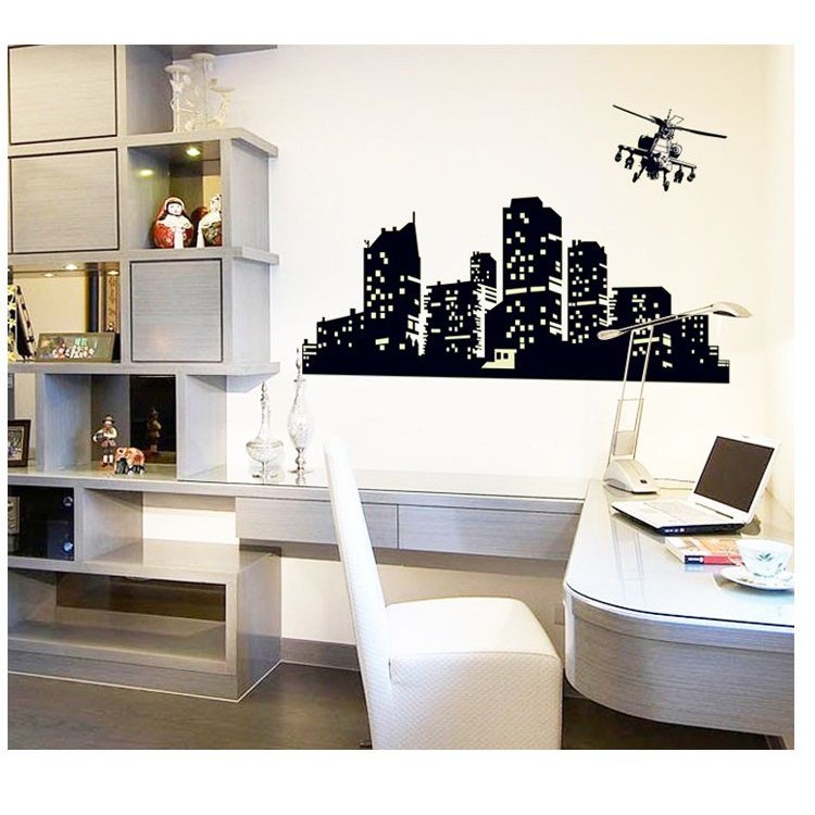 Decal dán tường Dạ quang Thành phố đêm 2 - PVC vinyl - DDQ013