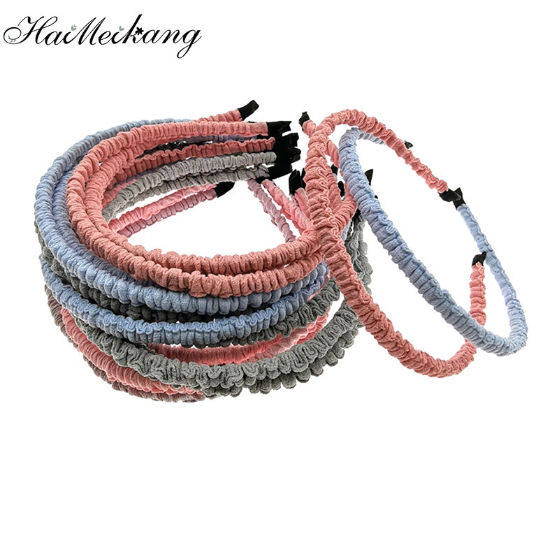 Set 2 cài tóc Haimeikang bọc vải mỏng kiểu xếp li thời trang Hàn Quốc đơn giản