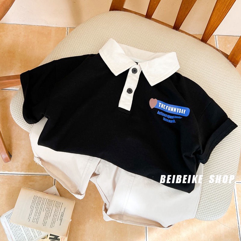 Áo Thun Polo Cotton In Màu Sắc Retro Thời Trang Mùa Hè Hàn Quốc Dành Cho Trẻ Em