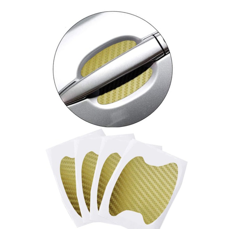 Miếng dán tay nắm cửa 4 cái , Tấm bảo vệ cốc cửa chống xước bằng sợi Carbon , Phù hợp với hầu hết các tay nắm ô tô 6.8X8.5cm