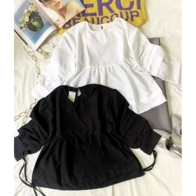 Áo babydoll tay dài cột nơ sau lưng siêu yêu
