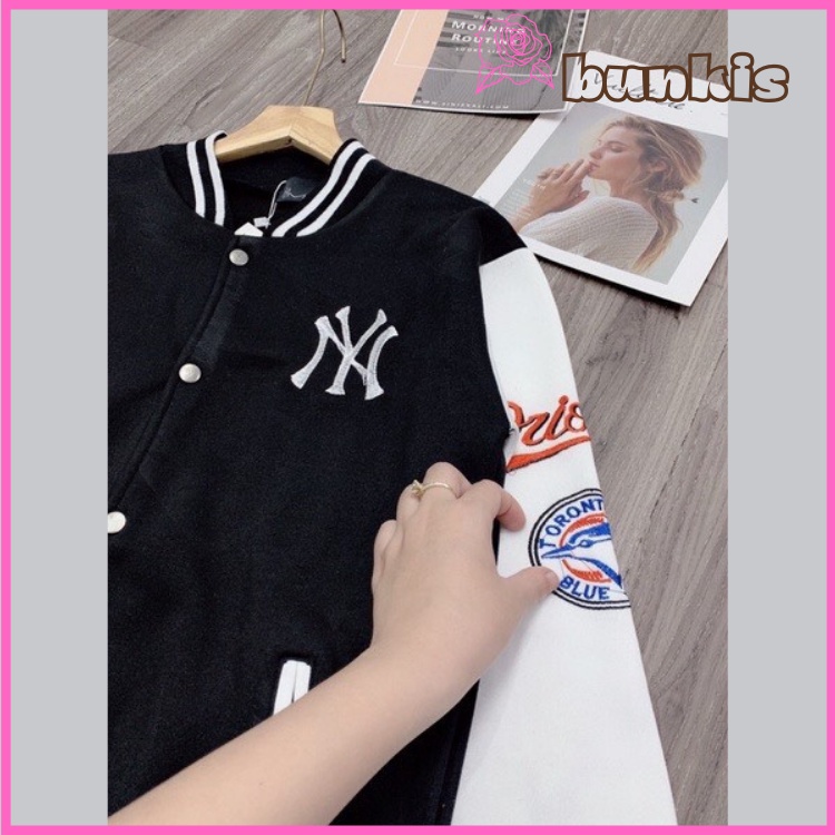 Áo Bomber NY Chất Nỉ Trong Lót Lông, Logo Thêu Cúc Bấm | BigBuy360 - bigbuy360.vn