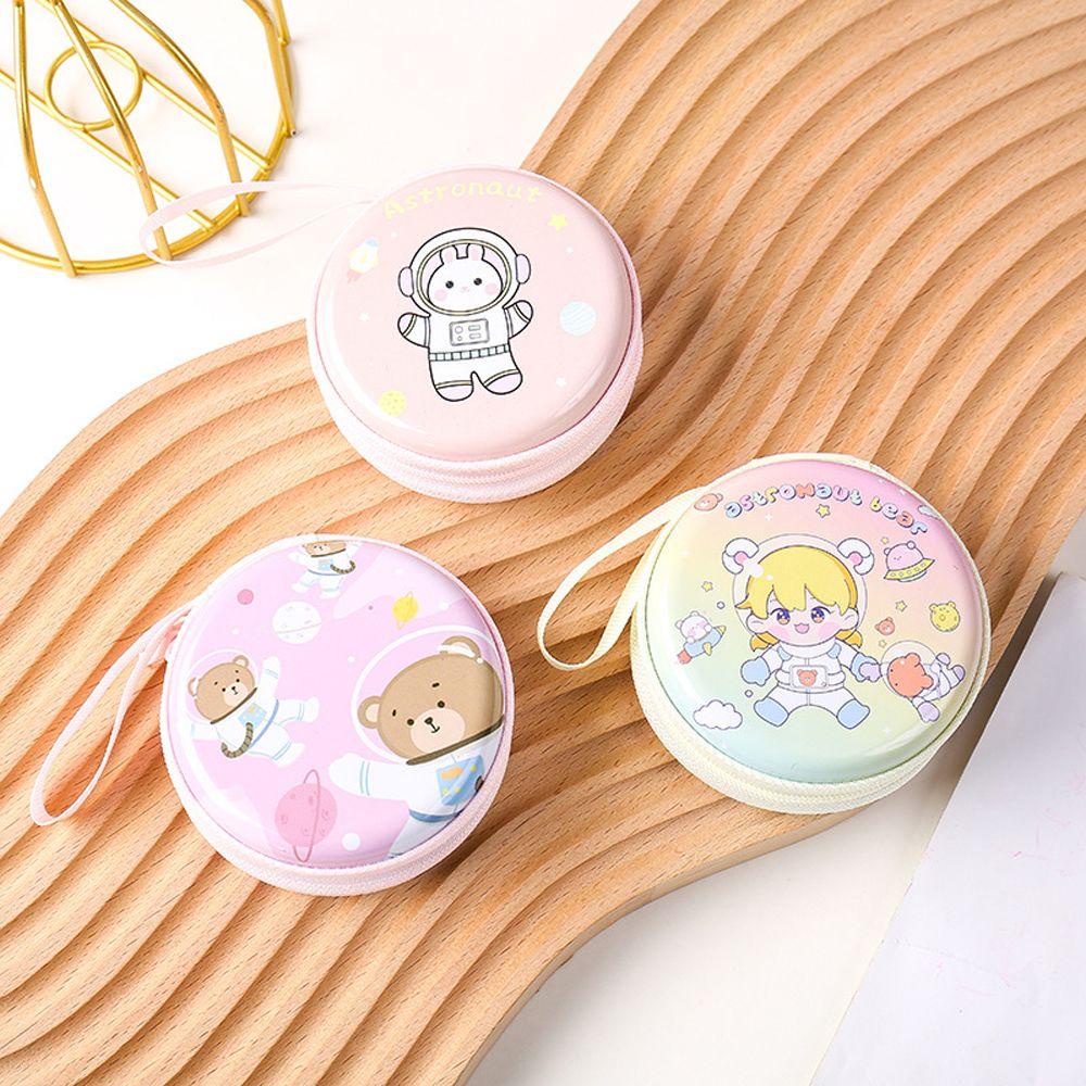 Ví Đựng Tiền Xu / Tai Nghe / Dây Cáp USB Bằng Thiếc In Hình Thỏ Phi Hành Gia Dễ Thương Cho