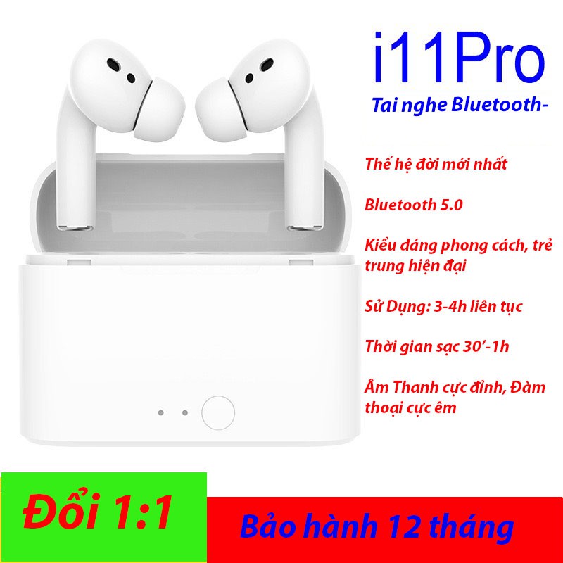 Tai nghe bluetooth chính hãng i11 Pro cảm ứng vân tay, lõi cao su chống tiếng ồn mang lại cảm giác rất yomost