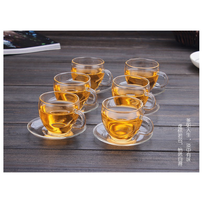 Bộ 6 ly trà thủy tinh Zeno CTT04 90ml-100ml