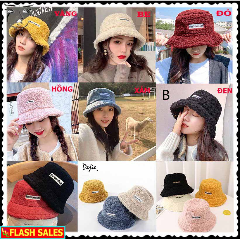 LOẠI TỐT - GIÁ SỈ  MŨ / NÓN BUTKET LÔNG CỪU Ulzzang THỜI TRANG HÀNG QUỐC SIU HÓT - KIỂU VÀNH MỀM
