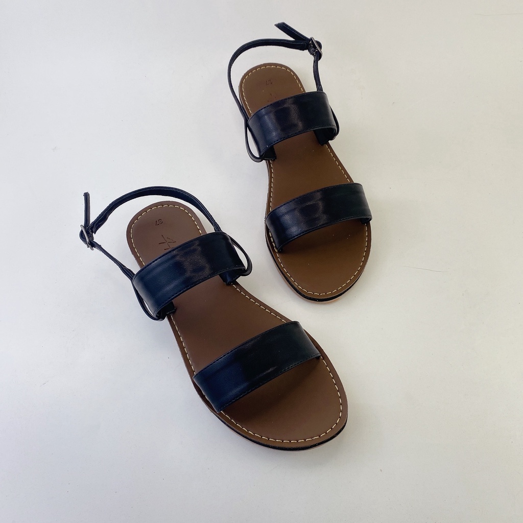 Sandal bệt nữ đẹp quai ngang da mềm 1 quai khóa gài có Bigsize chính hãng HISHOO màu kem S050