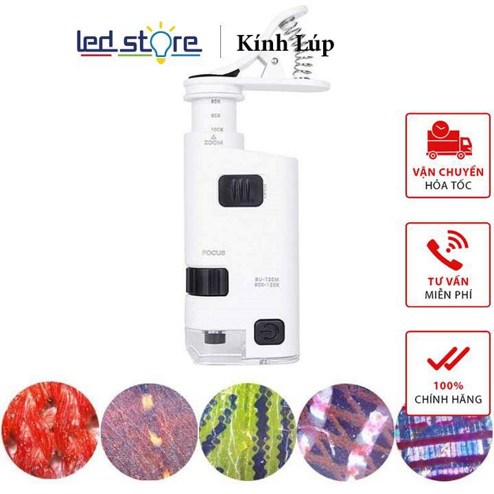 [LEDS] Kính lúp 80X-120X 💗FREESHIP💗 Kính lúp kẹp điện thoại có đèn sửa đồng hồ