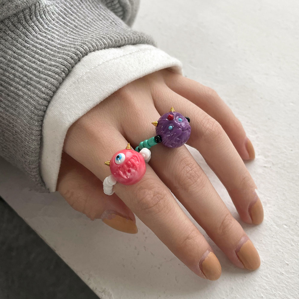 Nhẫn Đeo Ngón Tay Hình Đầu Động Vật Hoạt Hình Vui Nhộn Thời Trang Mùa Hè Phong Cách Hàn Quốc