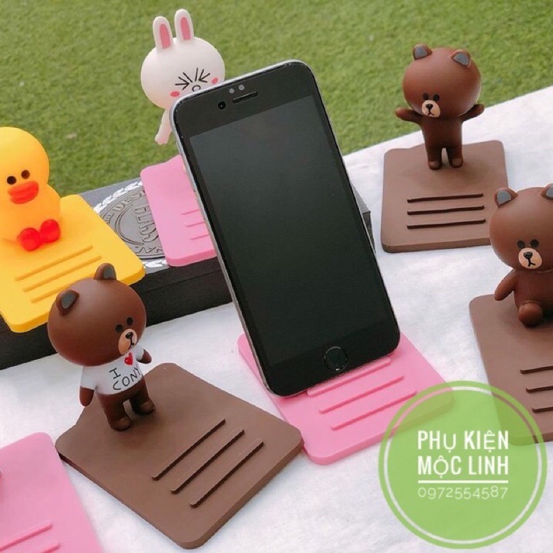 Kệ để điện thoại trên bàn taplo xe hơi xoay 360 độ hình gấu brown thỏ cony ...