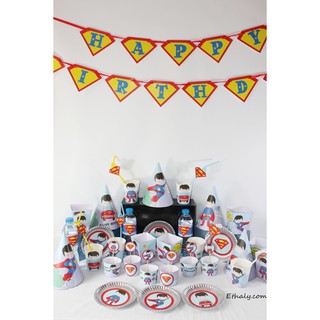 Sét trang trí bàn tiệc sinh nhật /Set bày bàn chủ đề siêu nhân Superman