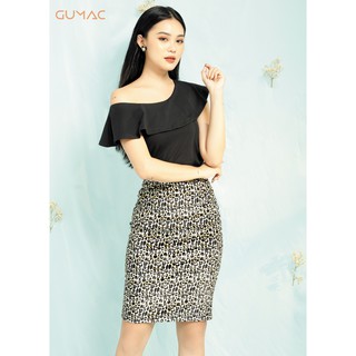 Chân váy họa tiết beo GUMAC CV06952_DEN