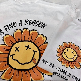 Áo Thun Hoa chữ Hàn hình thật (form unisex)