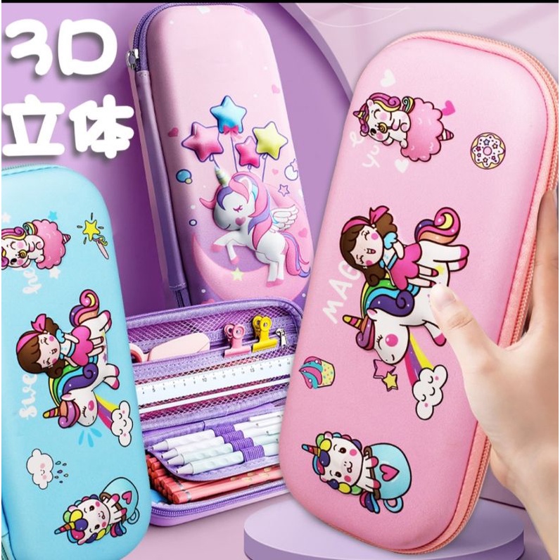 Hộp viết 3D chống shock kỳ lân cầu vồng xanh