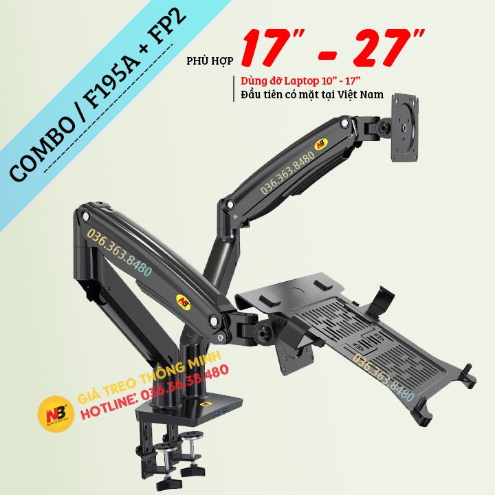 Giá Đỡ , Kẹp Latop - Máy Tính Bảng 10 - 17 Inch / Giá Treo Màn Hình 22 - 32 Inch - Xoay 360