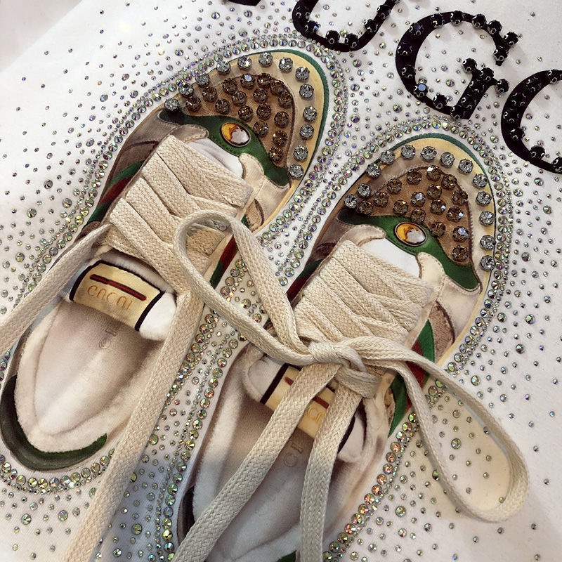 Áo thun cotton ngắn tay đính đá phong cách châu Âu dành cho nữ