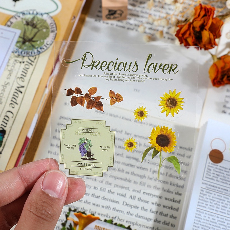 Set chiết 10 tấm sticker hình dán trang trí vuông 8*8cm cute/ vintage.