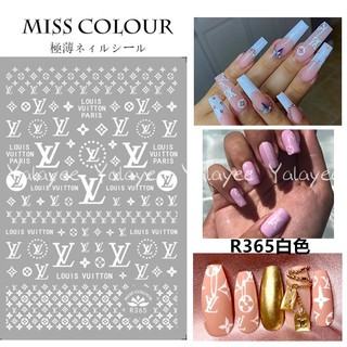 Miếng Dán Móng Tay Siêu Mỏng In Logo LV Dạ Quang Phong Cách Đường Phố Nhật Bản