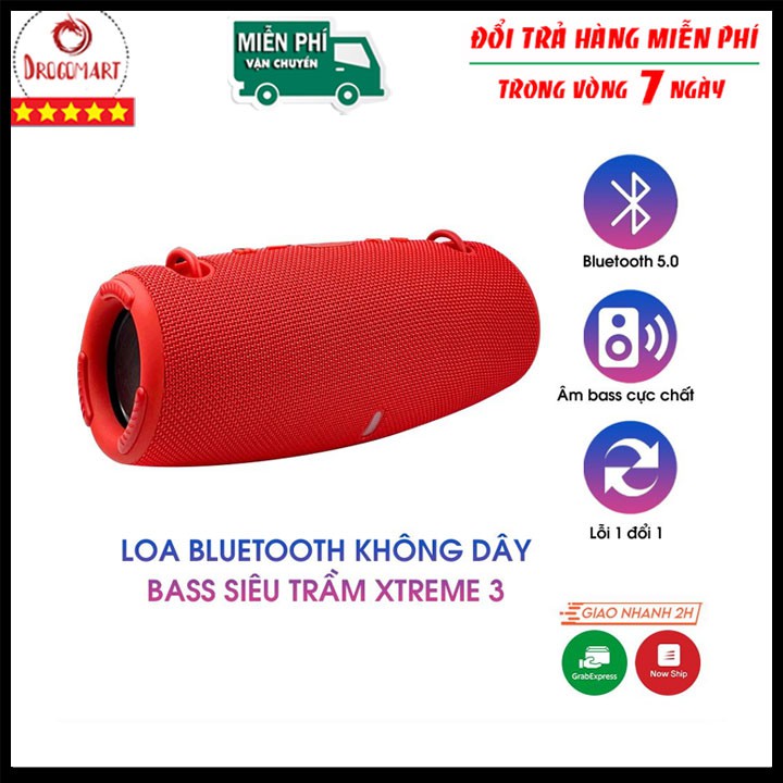 Loa bluetooth không dây bass siêu trầm Xtreme 3 âm thanh lớn bass cực chất, chống thấm nước tốt, hỗ trợ cắm usb, thẻ nhớ