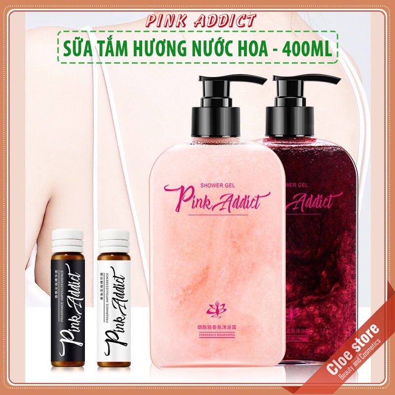 Sữa tắm nước hoa Pink Addict, Sữa tắm dưỡng trắng làm mịn da hương thơm thanh mát hàng nội địa Trung