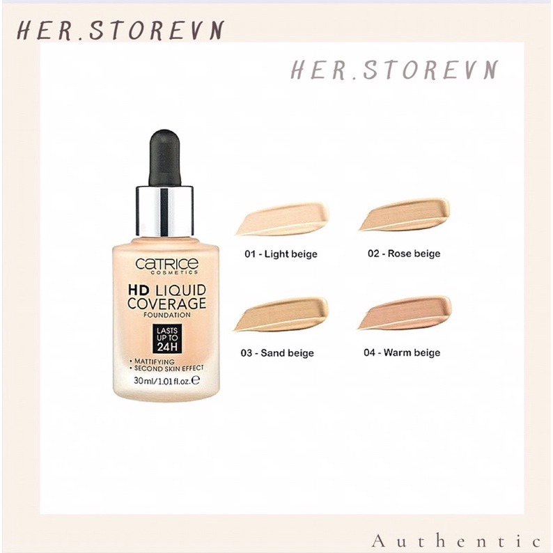 [Mẫu Mới 2019] Kem nền kiềm dầu Catrice HD 24h Liquid Coverage Foundation che phủ tốt 30ml