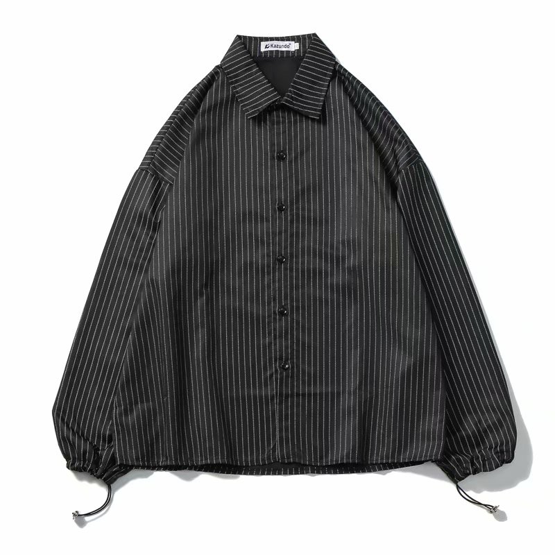 Korean Fashion Striped Men's Long Sleeve Shirt