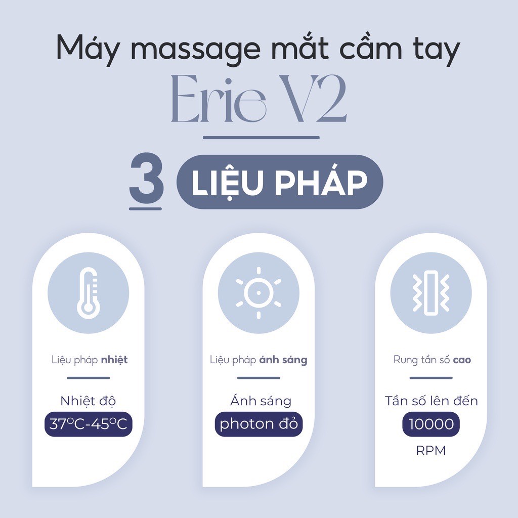 Máy massage mắt cầm tay mini nhiệt rung Crenot Erie V2 mát xa giảm quầng thâm bọng nhức mỏi mờ nếp nhăn chống lão hóa
