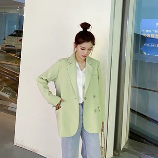 (Mẫu mới)(Sẵn xanh)Áo vest/áo blazer nữ siêu phẩm màu sắc trẻ trung phong cách Hàn Quốc(kèm ảnh thật)