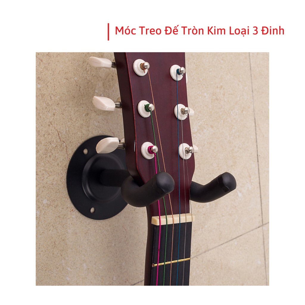 Móc treo đàn guitar, ukulele ngắn đế tròn kim loại 3 đinh chắc chắn Viet Passion
