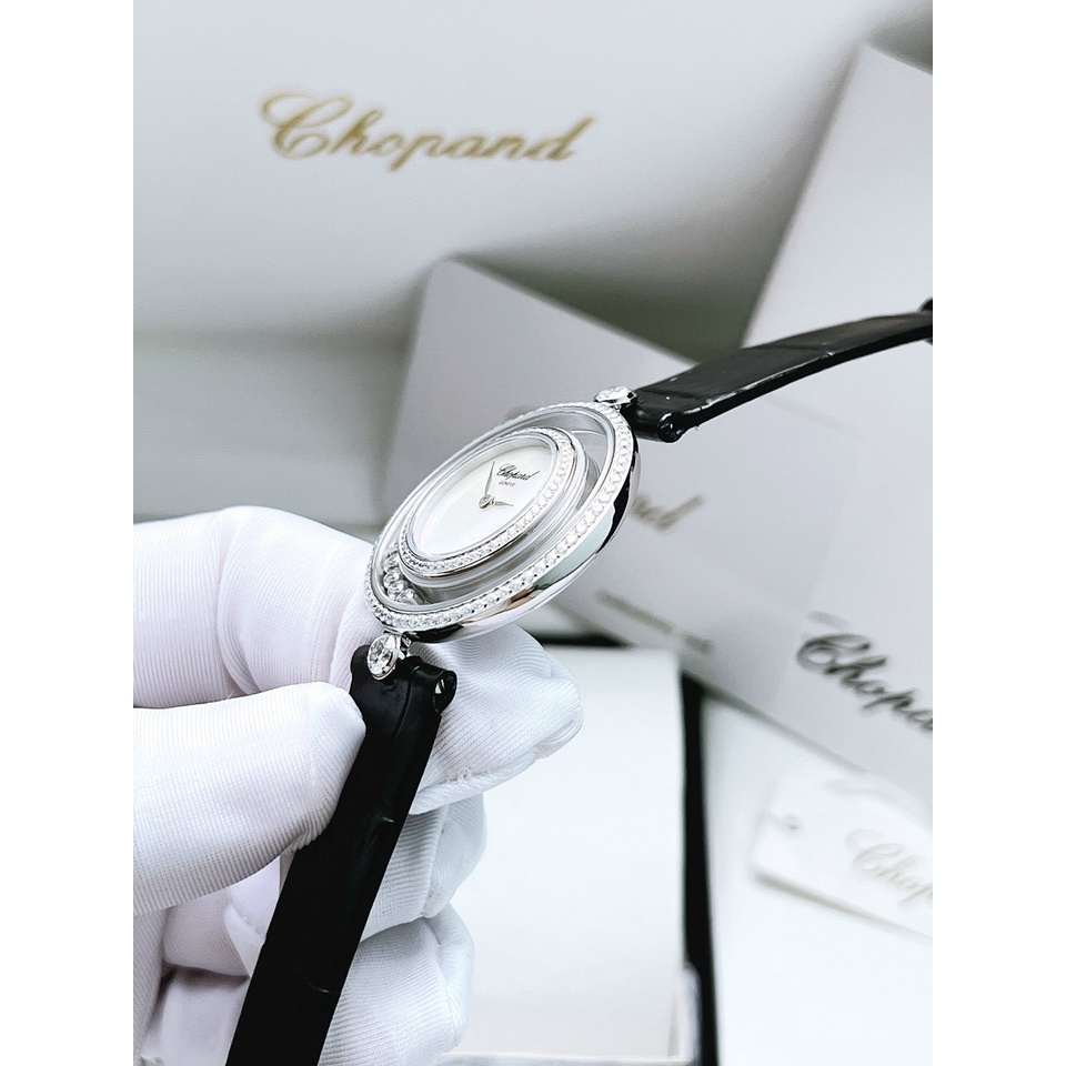 Đồng hồ nữ Chopard Happy Diamond máy Thụy Sĩ Ronda 715 cao cấp, vòng benzel đá xoay