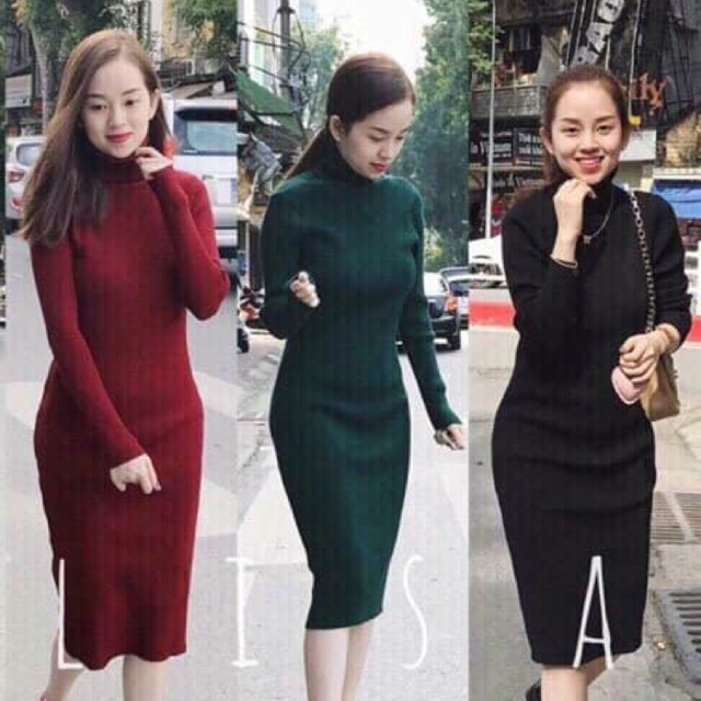 Váy len cao cổ hàng Qc