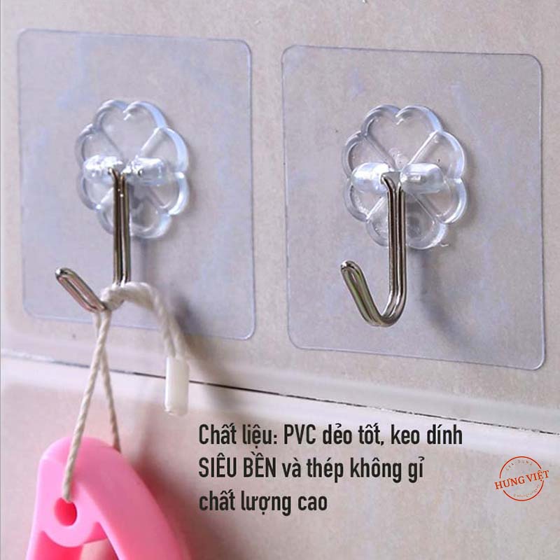 Móc dán tường trong suốt, chịu lực, dán chắc chắn kích thước 6x6 cm [MÓC 1]