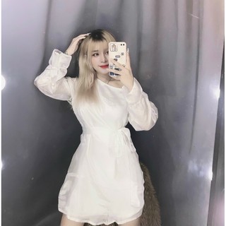 Đầm voan kiếng tay dài kiểu trễ vai cực xinh