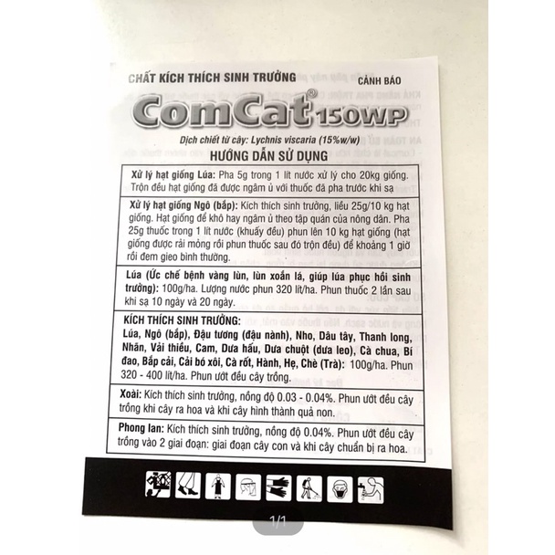 COMCAT 150WP A-Z 7,55g LÚA VÀNG - - Cây kiểng, cây ăn trái, rau màu - Kích rễ, đâm chồi vọt đọt, phục hồi cây.