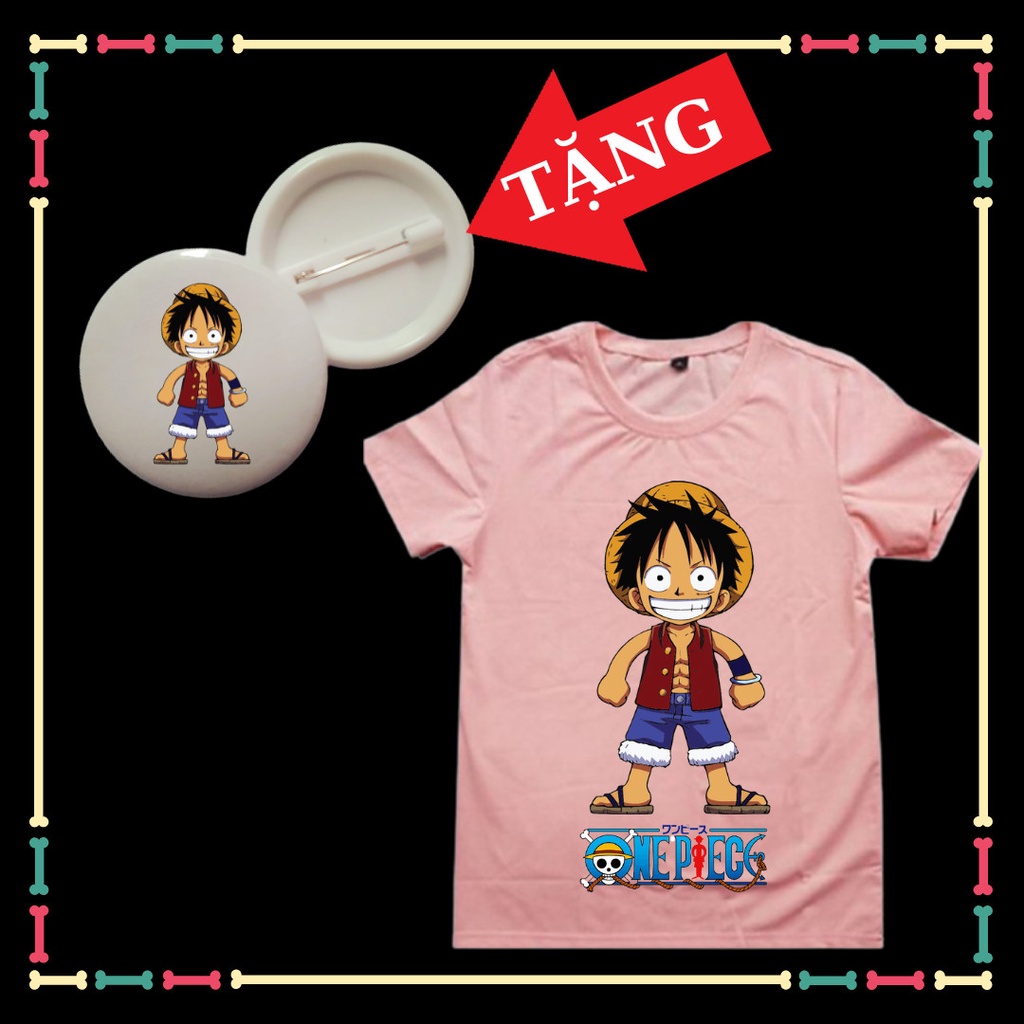 Áo Thun One Piece Luffy Trẻ Em đủ size áo từ 10kg đến 90kg Tặng HUY HIỆU One Piece Luffy