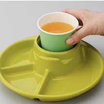 Đồ dùng ăn dặm  𝑭𝒓𝒆𝒆𝒔𝒉𝒊𝒑  Khay ăn 3 ngăn cho bé có ngăn để soup/cốc và để thìa dĩa Nhật Bản - XANH LÁ
