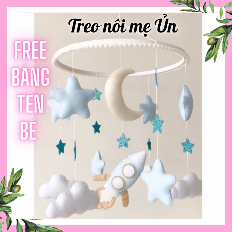 Đồ chơi treo nôi cho bé kích thích thị giác cho bé, tự xoay và phát nhạc mẫu sao xanh nhạt cho bé trai